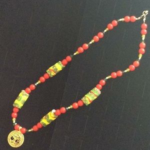 Bead necklace with antique African beads.